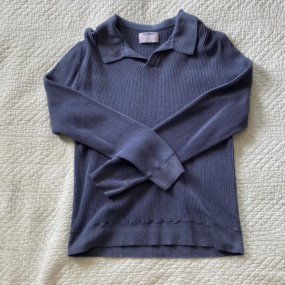OLD NAVY ribbed blue collared sweater